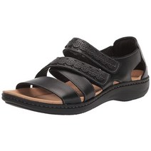 Clarks 남성용 Laurieann Holly 플랫 샌들 블랙 가죽 9
