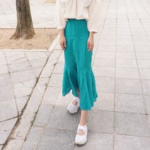 앞머리 세로태슬 머메이드 뒷밴딩 롱스커트n823