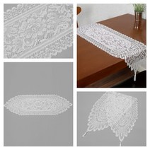 구르네 레이스 테이블 러너 화이트 엔틱 장식용 러너