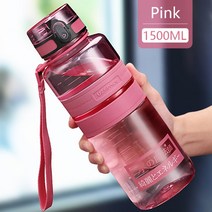 1l 1.5l 2l 스포츠 물병 대용량 피트니스 야외 친환경 플라스틱 휴대용 500ml 셰이커 물병 bpa 무료, 1500ml 핑크
