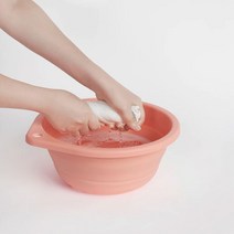 핑크 원형 세숫대야 캠핑 여행 설거지통 대야 고무다라이, 중_핑크
