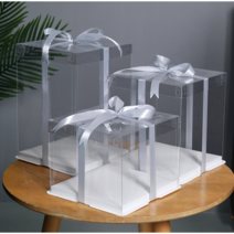 투명 케이크 상자 돈케이크 플라워 케이스 6개 set(리본 포함), (투명)26cm X 26cm X 32cm, 6개