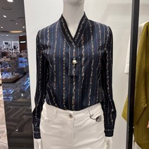 조이너스 여성정장 고급스러운 스트라이프 브이넥 보타이 블라우스 JACF8-WRB140