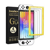 아이볼러 4팩 닌텐도 스위치 OLED 모델 2021용 정렬 프레임 투명 HD 클리어 업데이트 버전 닌텐도 스위치 OLED용 스크린 프로텍터 7