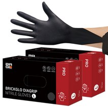 브릭글로 다이아그립 프로 니트릴 장갑 50p, 블랙, 대(L), 2개