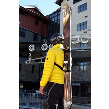 Mountain Goat 스키 토트 캐리어 백팩 슬링 핸즈프리 하이킹 백컨트리 경량 컴팩트 숄더 스트랩 스키와 폴 휴대용 성인 및 용 조절 가능 기어 (스몰 레드 블랙), Small