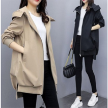 돼끼 WT42여자 넨시 바람막이 점퍼 후드 롱집업 빅사이즈