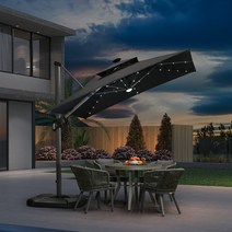 프리미엄 파라솔 코스트코 세인트폴 야외 가든 정원 빌라 테라스 로마 그늘막 대형, 태양능LED 사각형 2.5m-[145kg받침대], 다크그레이