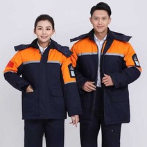 겨울 작업복 절연복 패딩 공장 유니폼 주유소 용접복, C정전기 방지- 오렌지 네이비 블루 XXXXL