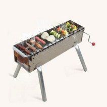 고기구이판 꼬치구이기 대형 화로대 휴대용, 휴대용 반자동 회전 화로대 SET