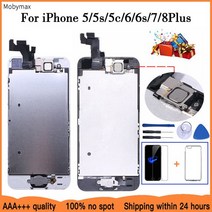 AAA LCD 터치 유리 디스플레이 전면 카메라 이어 전체 어셈블리 5 5C 5S SE 6 7 8 플러스, [21] For 7 Plus Black