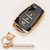 튜모 쌍용 자동차 TPU 스마트 키케이스 올뉴 렉스턴 G4 렉스턴 렉스턴 스포츠 토레스 뷰티풀 코란도 티볼리 키링 키홀더 전화번호 키링, SY-03, 골드오링-블랙