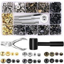120 세트 가죽 스냅 패스너 키트(해머 펀처 포함) 12.5mm 금속 버튼 스냅 프레스 스터드(옷 가방용 도구 포함), 골동품 황동