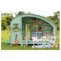 DIY 카라반 미니어처 하우스 만들기 조립 3D 건물모형 친구 집들이 쓸모없는 카페개업 선물 방꾸미기 키덜트, 이미지참조