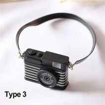 완구 1:12 스케일 인형 집 액세서리 블랙 벨트가있는 셔터 및 플래시 카메라 디지털 모델, 03 type 3, 한개옵션1