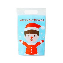 도나앤데코 크리스마스 손잡이 비닐 지퍼백 15 x 25 cm, 러빙유 소년 블루, 30개