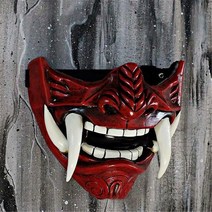 할로윈가면 파티 마스크 악마 일본 유령 전사 블루 페이스 슈라 닌자 풀 스크립트 소품 남성 의상, 5.E