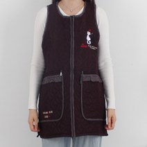 쉬이즈홈 22FW 빅포켓 지퍼 기모 패딩 누비 고양이 원피스 앞치마, 브라운