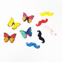 (10개) 나비 콧수염 원목 단추 의류부자재 균등랜덤, [E75] 콧수염(랜덤색)