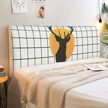 침대헤드보드 보 보호 양털 그림 격자 무늬 더블 매트리스 패드 퀸 사이즈 탄성 전면 패널, 폭190×높이60cm, 6