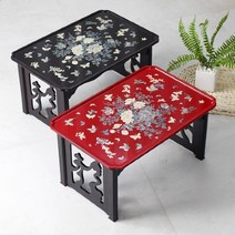 박씨상방 [박씨상방] 1.5 목단꽃나비 해주반 자개찻상 45센티, 검정