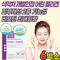 개별인정형 콜라겐 저분자 어린 피쉬 어류 생선 껍질 비늘 콜라겐 펩타이드 512달 비오틴 히알루론산 가루 분말 스틱 식약처 식약청 인증 인, 6박스