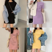 코지니랜드 여성 여자 심플 데일리 파스텔톤 봄 나들이 피크닉 미니 원피스
