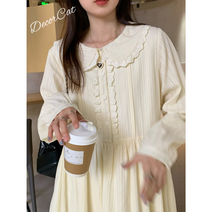 레이스 수술 원피스 세련되고 고급스러운 터틀넥 셔츠 원피스 미디엄 롱 추동 원피스 통근 데이트