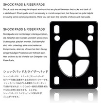 BYBAIZ 스케이트보드 라이저 충격 패드 PU 소재의 내구성이 뛰어나고 탄력성이 뛰어납니다. 블랙 쓰리엠m(18인치) 롱보드 트럭용 2팩