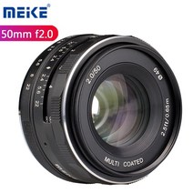 DSLR 미러리스 렌즈 단 광각 망원 meike 50mm f2.0 aps-c 대구경 수동 초점 canon ef-m fuji nikon sony e a6000 a6300 호환, 전자 카드
