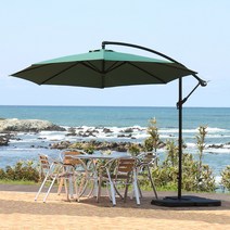 하늘창 알루미늄 파라솔3.0 대형파라솔 접이식파라솔 그늘막 폴딩파라솔 특대형 야외 아웃도어 파라솔, 그린-파라솔+전용베이스 2개(50kg), 1개