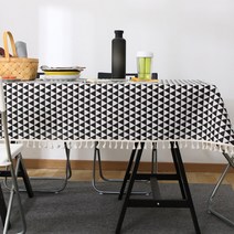 별빛감성 린넨 코팅 및 방수 테이블보 식탁보, 6인 (140*200cm), 트라이앵글블랙