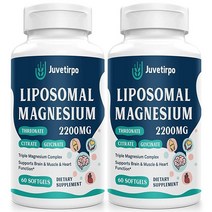 리포솜 마그네슘 복합체 2200MG 소프트젤 마그네슘 트레오네이트 마그네슘 글리시네이트 구연산 마그네슘 강력한 보충제, 60 Count (Pack of 2)