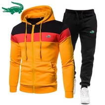 트레이닝복 2022 가을 겨울 자수 + 스웨트 팬츠 정장 지퍼 까마귀 피트니스 정장