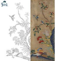 화조도 5 민화 그리기 도안 본그림 컬러링북, 일반용지(얇은 백상지), 중형