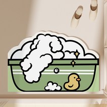 미끌림방지 카페트 카툰 흡수속건 욕조샤워부스 문틈 넘어짐방지 풋패드 욕실시계, T03-60x90cm