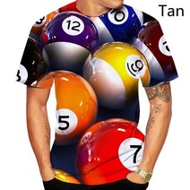 당구큐 다이 그립 공 큐대 당구책 3D 인쇄 t-셔츠 당구 공 당구 인쇄 남자와 여자의 셔츠 캐주얼 셔츠 재미, 02 Tan_03 M
