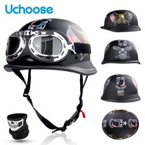 반모 소두핏 스냅백 헬맷 Uchoose 오토바이 헬멧 Casco Moto 여러 가지 빛깔의 레트로 반 DOT 인증 선물 고, 04 Eagle