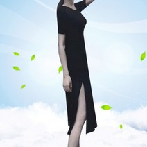 여름 반팔 원피스 A라인 편한 옆트임 플레어 이너 롱