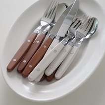 아노바 레트로 커트러리 캠핑 브런치 식기세트, 디저트스푼, 월넛우드