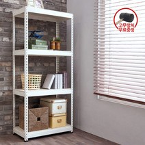[폴던스랙] 80 40 높이 130 (cm) 4단 코팅상판 무볼트 철재 앵글선반, 블랙앵글