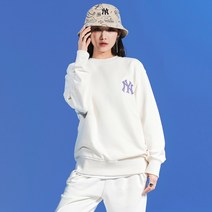 MLB 페이즐리 빅로고 헤비웨이트 오버핏 맨투맨 NY Cream 192254