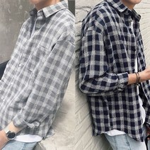 레이어드 긴팔 남 방 셔츠 성 용 오버 사이즈 체크 롱 zYD 자 캐주얼 중년 티 핏 근무복 스포츠 코디