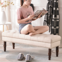 긴벤치의자 웨딩샵 신부대기실 옷가게 현관 롱스툴, 크기100x40x45cm감색면과린넨