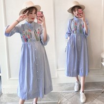 플라워 자수 임부원피스 임부복 빅사이즈 루즈핏