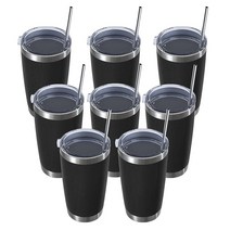 MUCHENGHY 뚜껑과 빨대가 있는 591.5ml(20온스) 스테인리스 스틸 텀블러 이중벽 진공 단열 여행용 커피 머그 차갑고 뜨거운 음료용 시핑 및 빨대 금속 텀블러 이중