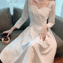 여성 봄 가을 돌잔치 셀프웨딩 스냅 드레스 롱원피스
