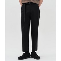 커스텀어클락 벨트 린넨 원턱 벌룬 핏 팬츠 바지 블랙 COOSPT180블랙