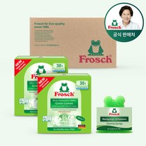 프로쉬 독일 식세기 세제 30개입 2개세트, 식기세척기세제 레몬2개+개구리수세미