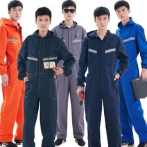 couyor 남녀공용 사계절 작업복 일체형 점프슈트, 다크 블루